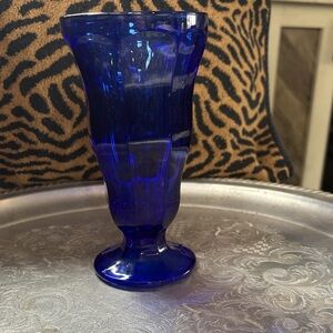 Vtg Tall Anchor Hocking Cobalt Blue Glass Ice Cream Sundae/Soda Fountain Glasse